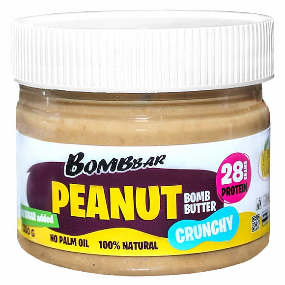 Паста арахисовая натуральная Peanut bomb butter 300 гр.