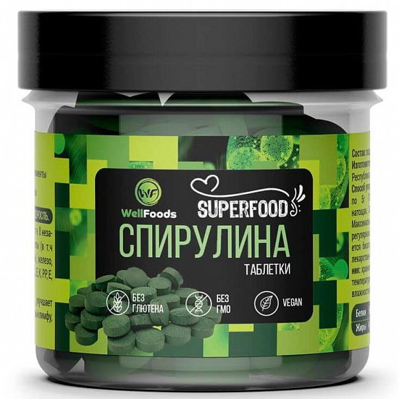 Спирулина WellFoods таблетки 60 гр.