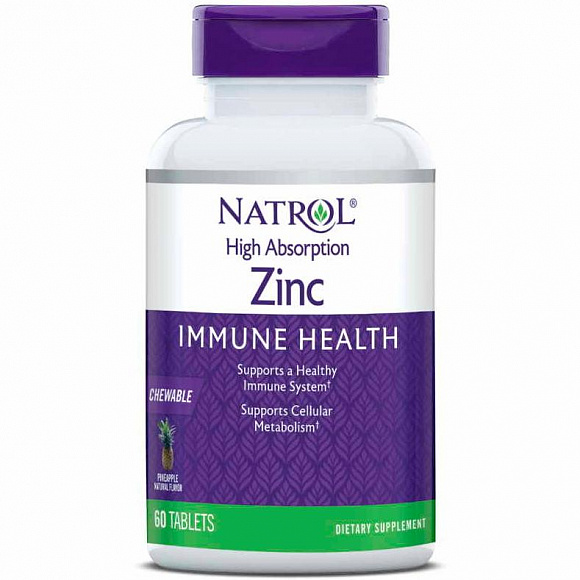 Natrol Zinc High Absorption (цинк) 60 жев. таб.