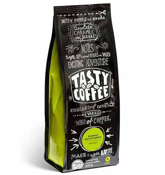 Кофе "TastyCoffee" Бразилия Желтый Бурбон, 250г молотый