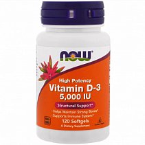 NOW Vitamin D3 5000 IU 120 кап.