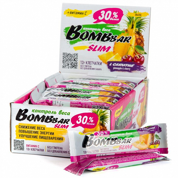 Батончик протеиновый BOMBBAR Slim 35 гр. УПАКОВКА 30 шт