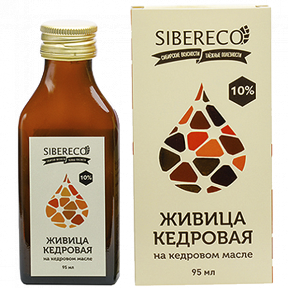 Живица кедровая 10% на кедровом масле Sibereco 95 мл.