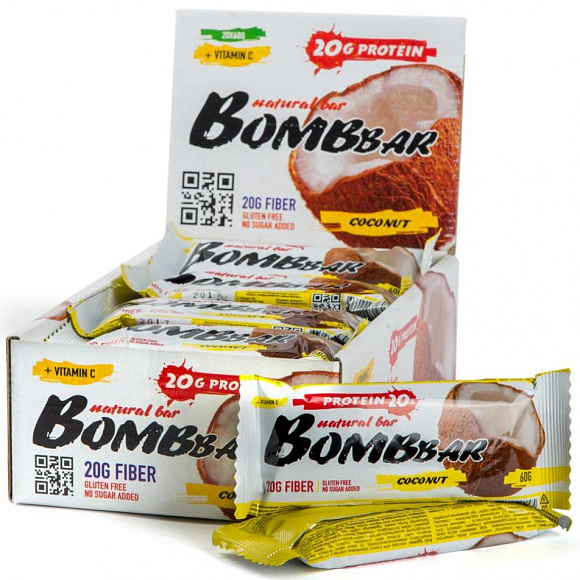 Батончик протеиновый BOMBBAR 60 гр. УПАКОВКА 20шт