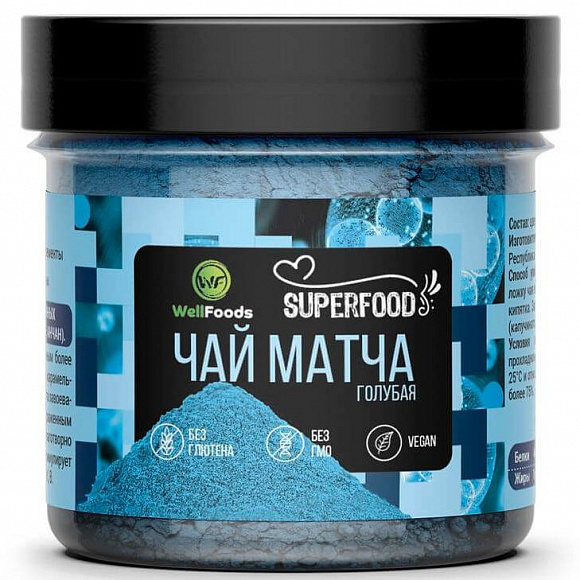 Чай Матча голубой WellFoods 60 гр.