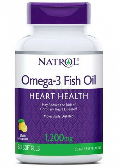 Natrol Omega-3 Fish Oil 1200mg. 60 капсул