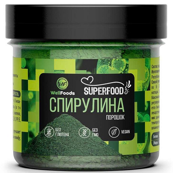Спирулина WellFoods порошок 60 гр.